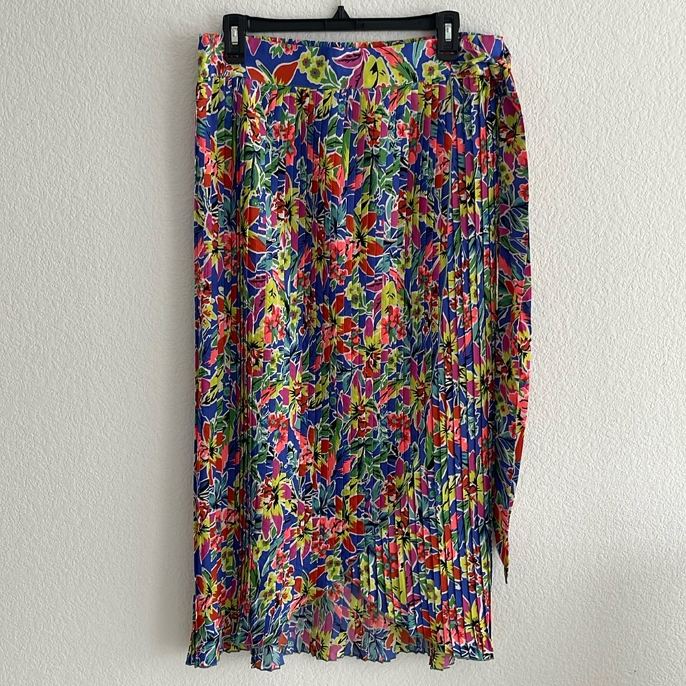 Floral Pleated Midi Skirt - Size L